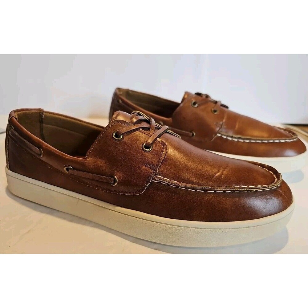 Livergy BROWN LACE-UP Boat Shoes Men Size 10 EUC - Picture 2 of 10
